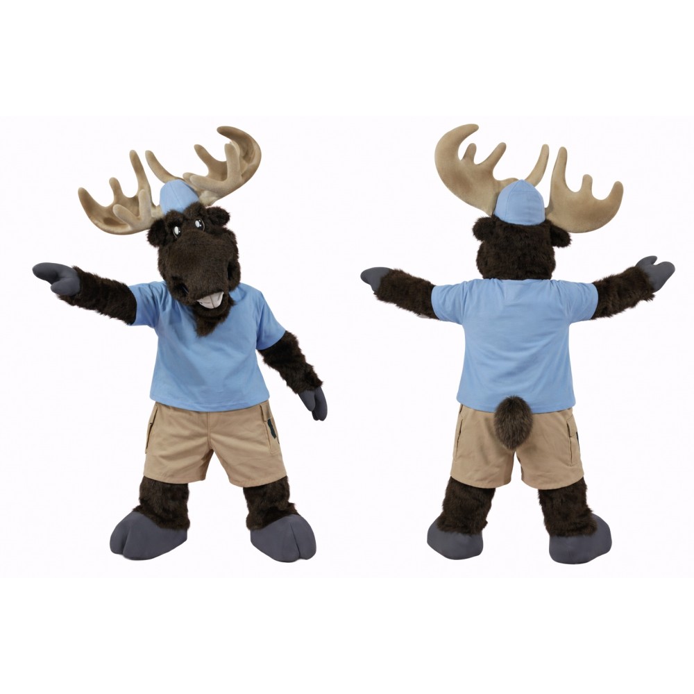 Adult Moose Mascot Costume with Antlers Full Body Cartoon Reindeer Character Outfit for Events, Parties & Promotions