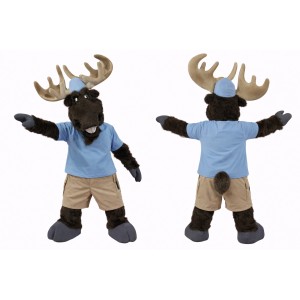Adult Moose Mascot Costume with Antlers Full Body Cartoon Reindeer Character Outfit for Events, Parties & Promotions
