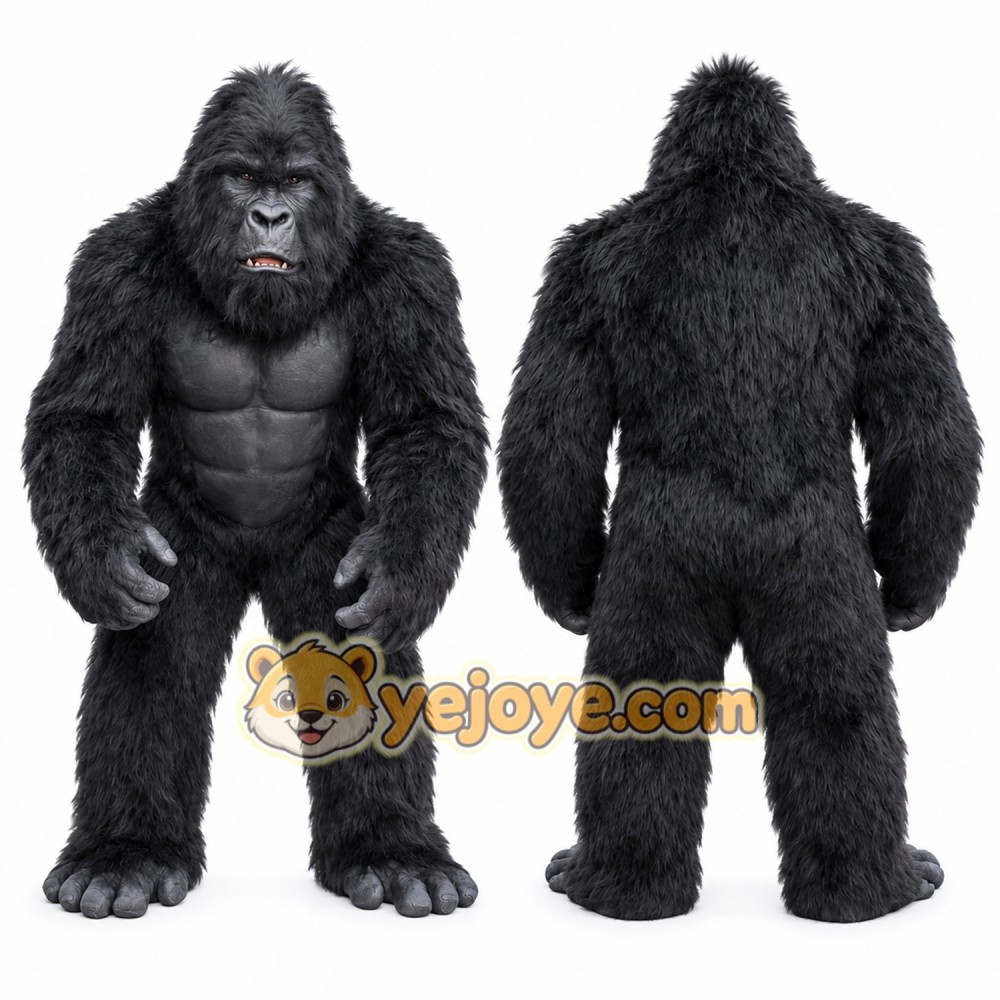 Adult Gorilla Mascot Costume Realistic Black Ape Character Outfit for Party Events Halloween Promotion Adult Gorilla Mascot Costume Realistic Black Ape Character Outfit for Party Events Halloween Promotion