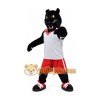 Black Panther Mascot Costume with Basketball Uniform Full Body Cartoon Big Cat Character Outfit Black Panther Mascot Costume with Basketball Uniform Full Body Cartoon Big Cat Character Outfit