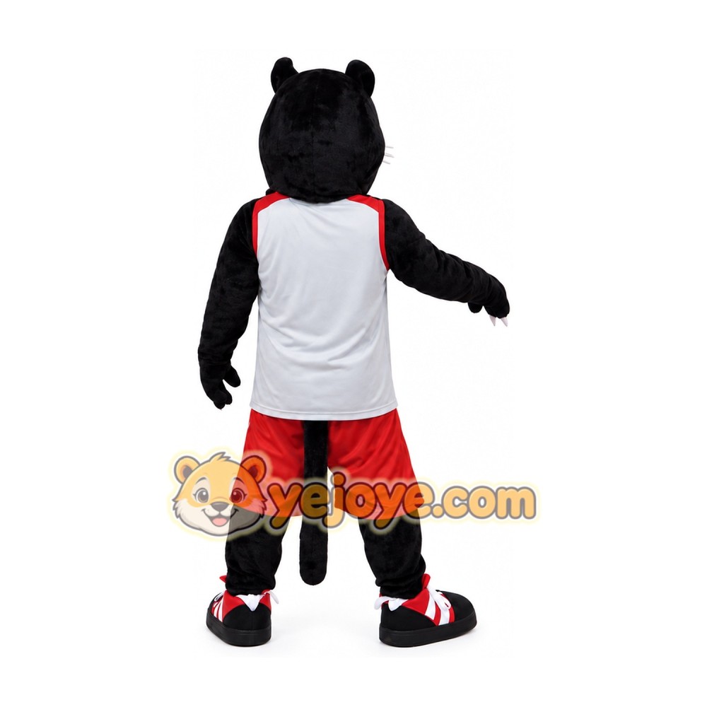Black Panther Mascot Costume with Basketball Uniform Full Body Cartoon Big Cat Character Outfit Black Panther Mascot Costume with Basketball Uniform Full Body Cartoon Big Cat Character Outfit