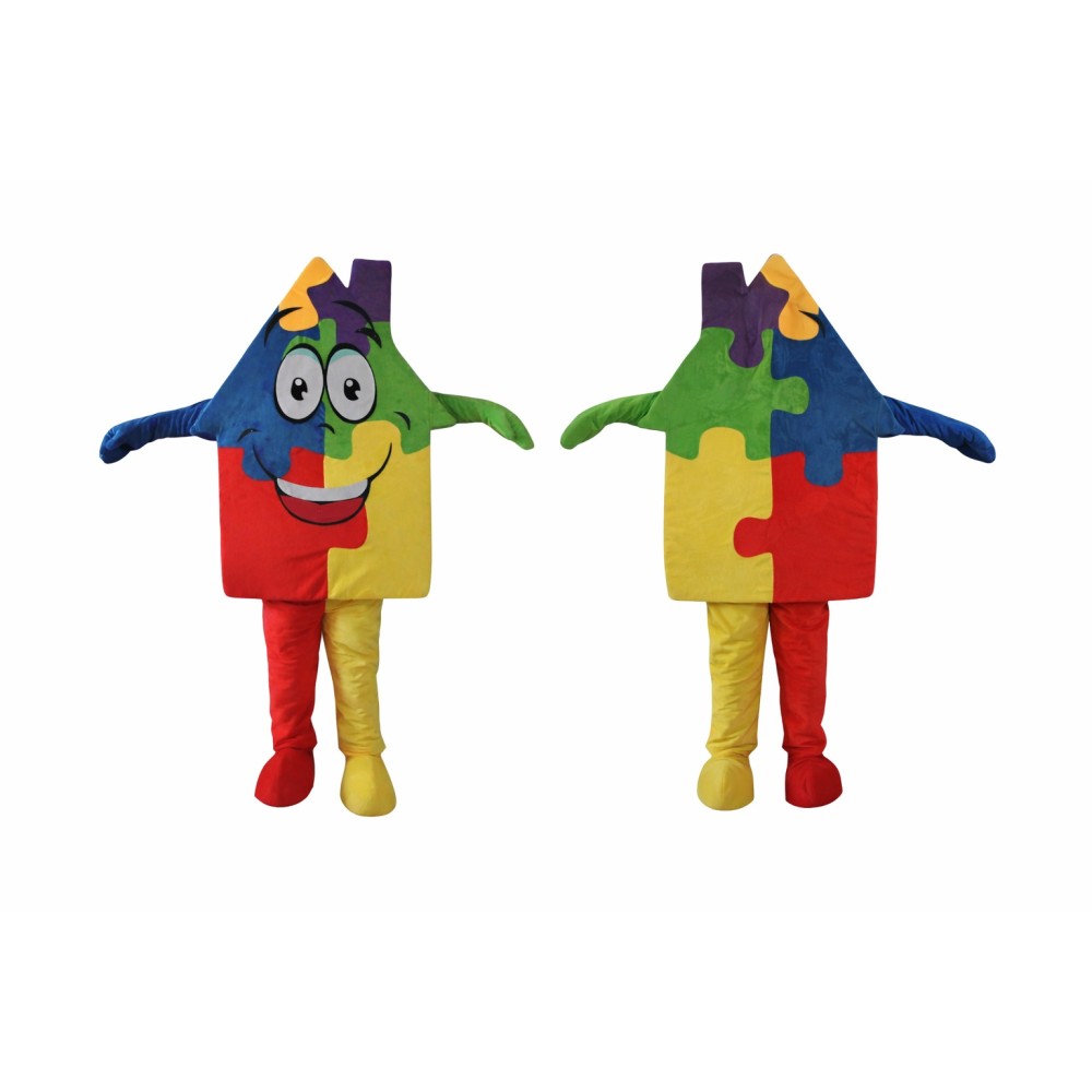 Puzzle House Mascot Costume Adult Puzzle Character Outfit for Party Halloween Event Promotion