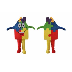 Puzzle House Mascot Costume Adult Puzzle Character Outfit for Party Halloween Event Promotion