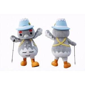 Cartoon Owl Hiker Mascot Costume with Hat & Walking Stick Full Body Character Outfit