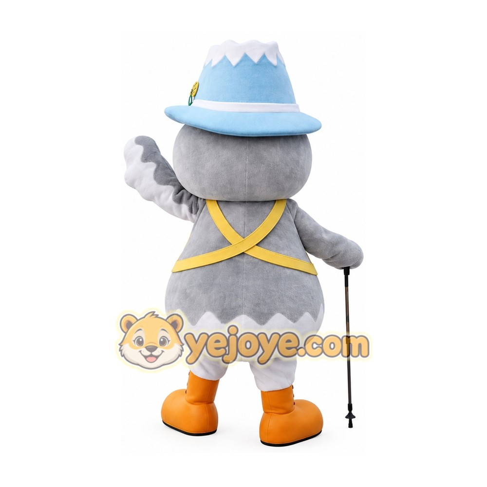 Cartoon Owl Hiker Mascot Costume with Hat & Walking Stick Full Body Character Outfit Cartoon Owl Hiker Mascot Costume with Hat & Walking Stick Full Body Character Outfit