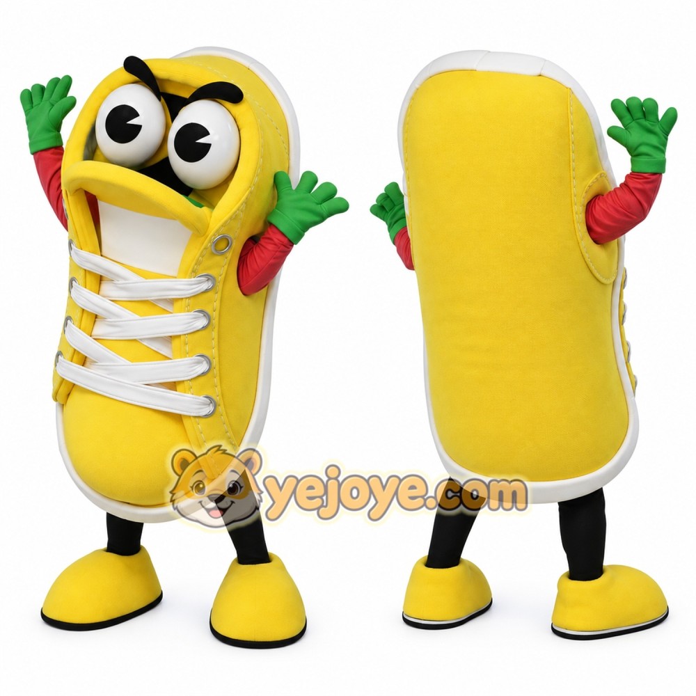 Yellow Sneaker Mascot Costume Adult Full Body Cartoon Shoe Character Suit Yellow Sneaker Mascot Costume Adult Full Body Cartoon Shoe Character Suit