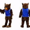 Owl Mascot Costume with Blue Sports Jersey Full Body Cartoon Owl Character Outfit