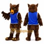 Owl Mascot Costume with Blue Sports Jersey Full Body Cartoon Owl Character Outfit