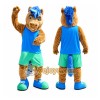 Horse Mascot Costume with Blue Sports Tank Top & Shorts Full Body Cartoon Pony Character Outfit Horse Mascot Costume with Blue Sports Tank Top & Shorts Full Body Cartoon Pony Character Outfit