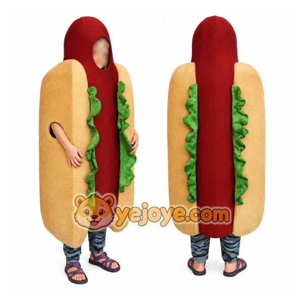 Adult Hot Dog Mascot Costume Full Body Fast Food Character Outfit for Events, Parties & Promotions