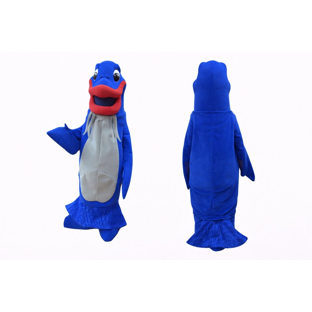Blue Walrus Mascot Costume Full Body Cartoon Sea Animal Character Outfit