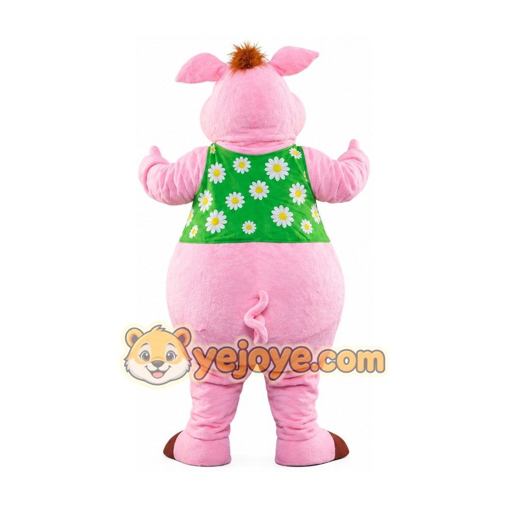 Pink Pig Mascot Costume with Daisy Vest Full Body Cartoon Farm Animal Character Outfit for Events, Parties & Promotions Pink Pig Mascot Costume with Daisy Vest Full Body Cartoon Farm Animal Character Outfit for Events, Parties & Promotions