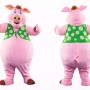 Pink Pig Mascot Costume with Daisy Vest Full Body Cartoon Farm Animal Character Outfit for Events, Parties & Promotions