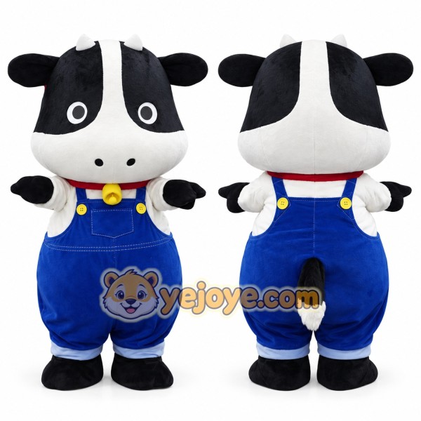 Cute Cow Mascot Costume Adult Cartoon Farm Cow Character Outfit for Party Halloween Event