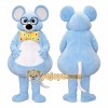 Blue Mouse Mascot Costume with Glasses & Floral Bow Tie Full Body Cartoon Mouse Character Outfit Blue Mouse Mascot Costume with Glasses & Floral Bow Tie Full Body Cartoon Mouse Character Outfit