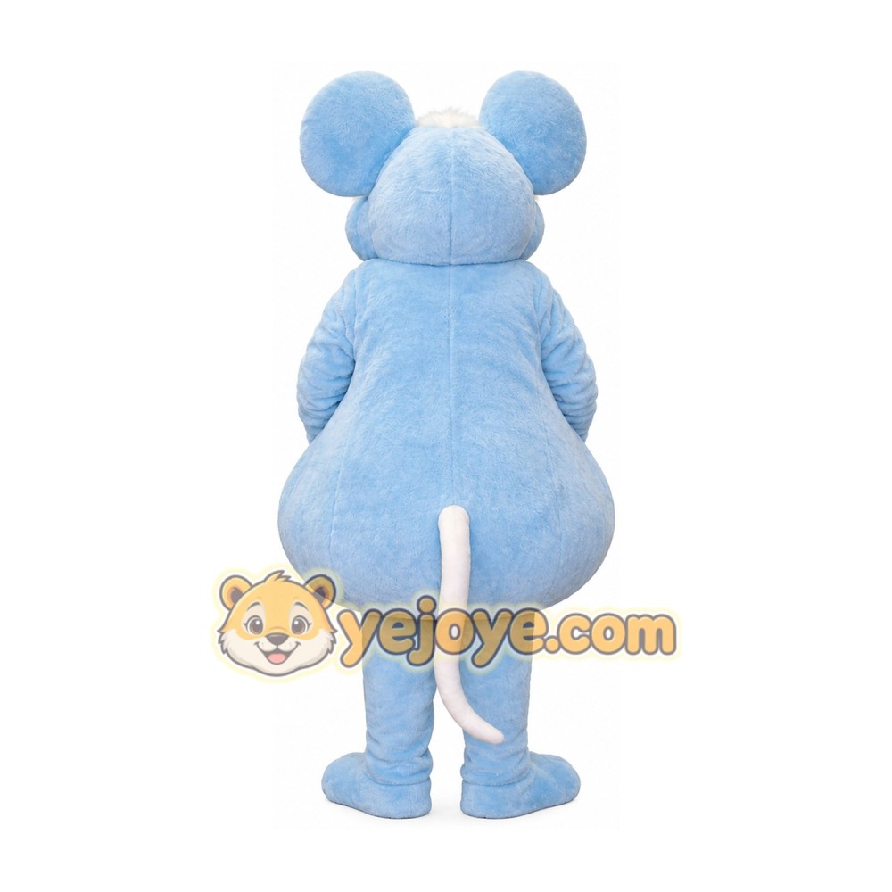 Blue Mouse Mascot Costume with Glasses & Floral Bow Tie Full Body Cartoon Mouse Character Outfit Blue Mouse Mascot Costume with Glasses & Floral Bow Tie Full Body Cartoon Mouse Character Outfit