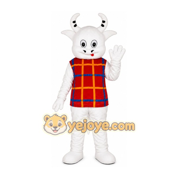 White Cow Plaid Shirt Mascot Costume White Cow Plaid Shirt Mascot Costume