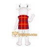 White Cow Plaid Shirt Mascot Costume