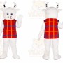 White Cow Plaid Shirt Mascot Costume