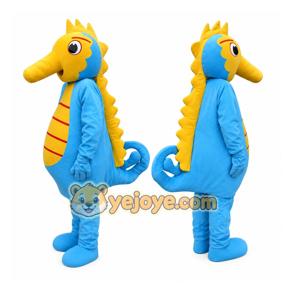 Blue Seahorse Mascot Costume Blue Seahorse Mascot Costume