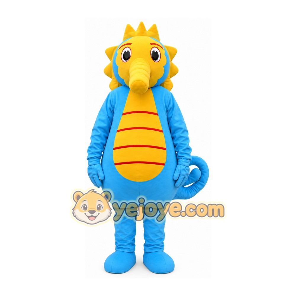 Blue Seahorse Mascot Costume Blue Seahorse Mascot Costume