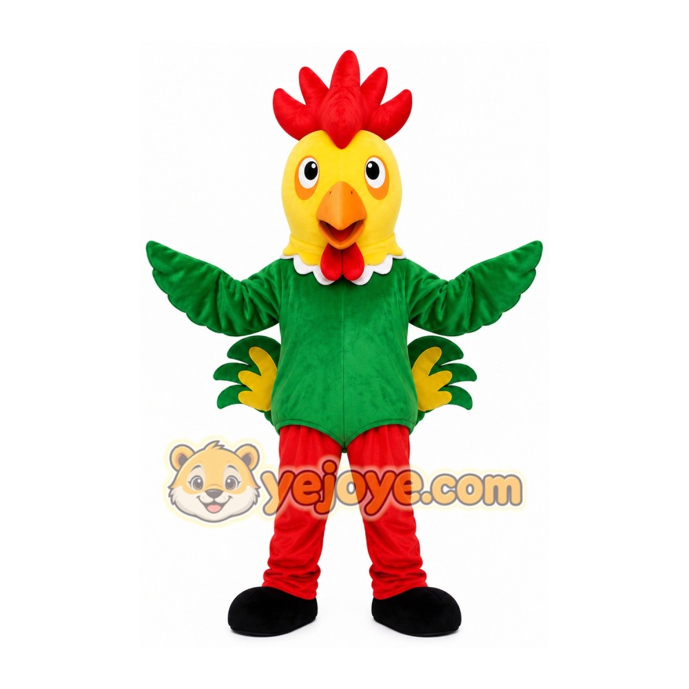 Green Rooster Mascot Costume Green Rooster Mascot Costume