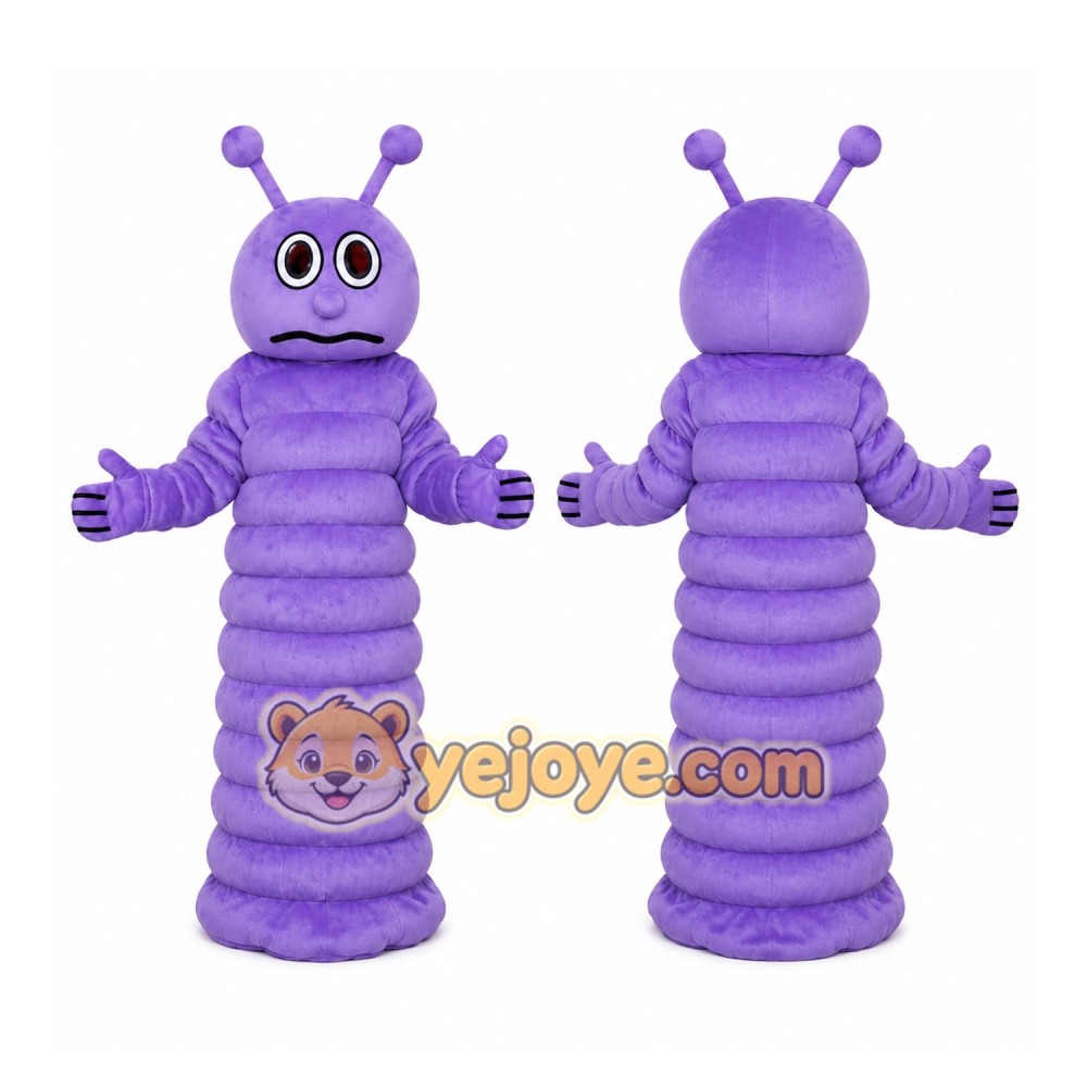 Purple Caterpillar Mascot Costume Purple Caterpillar Mascot Costume