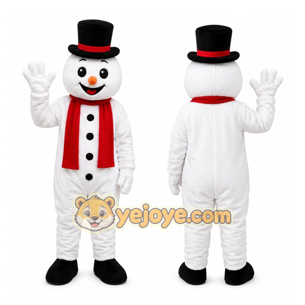 Top Hat Snowman Mascot Costume