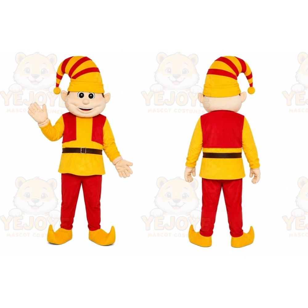 Red Yellow Elf Mascot Costume