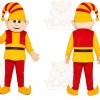 Red Yellow Elf Mascot Costume