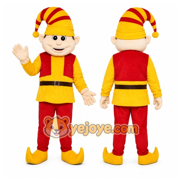 Red Yellow Elf Mascot Costume