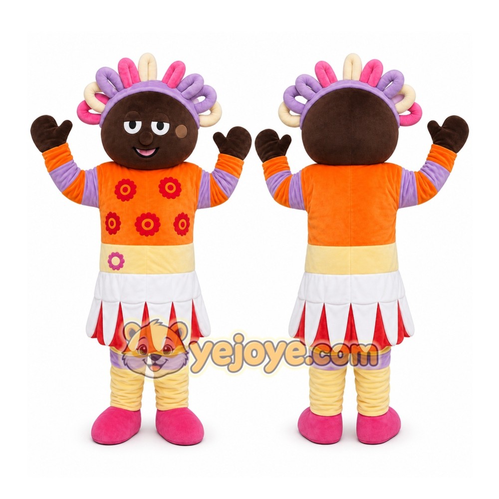 Orange Dress Girl Mascot Costume Orange Dress Girl Mascot Costume