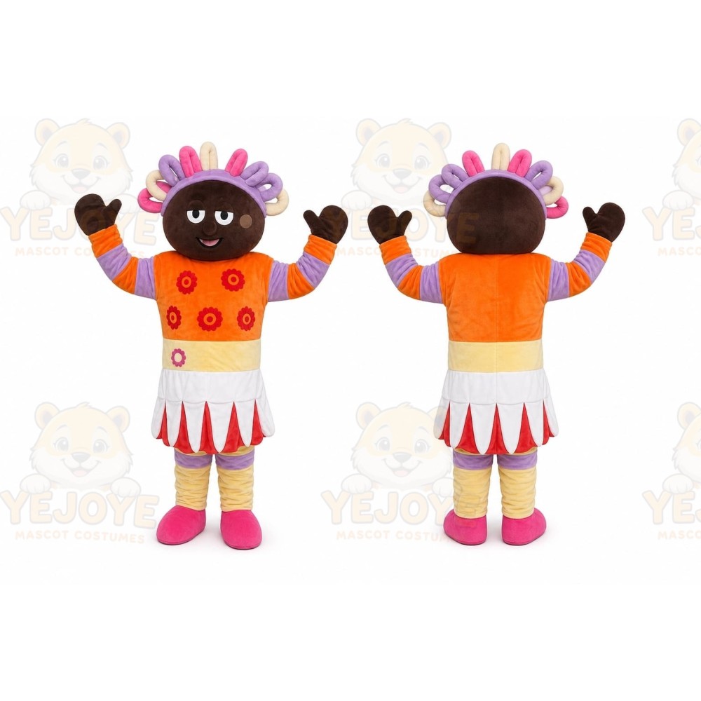 Orange Dress Girl Mascot Costume