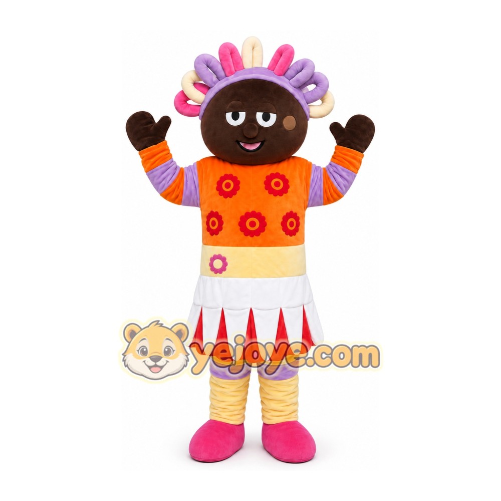Orange Dress Girl Mascot Costume Orange Dress Girl Mascot Costume