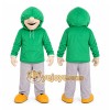 Green Hoodie Boy Mascot Costume Green Hoodie Boy Mascot Costume