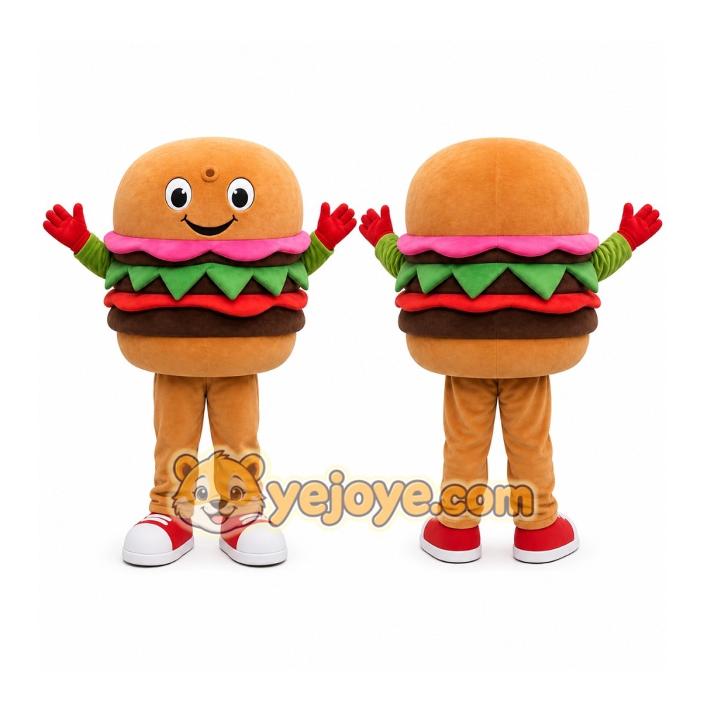 Happy Hamburger Mascot Costume Happy Hamburger Mascot Costume