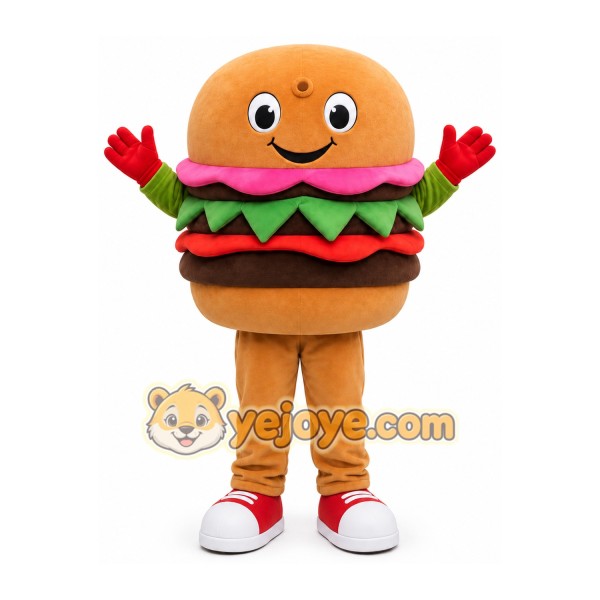 Happy Hamburger Mascot Costume Happy Hamburger Mascot Costume