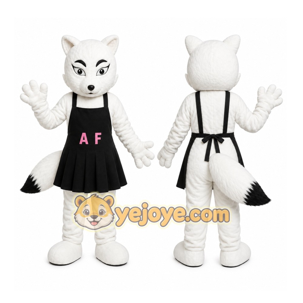White Fox Cheerleader Mascot Costume White Fox Cheerleader Mascot Costume