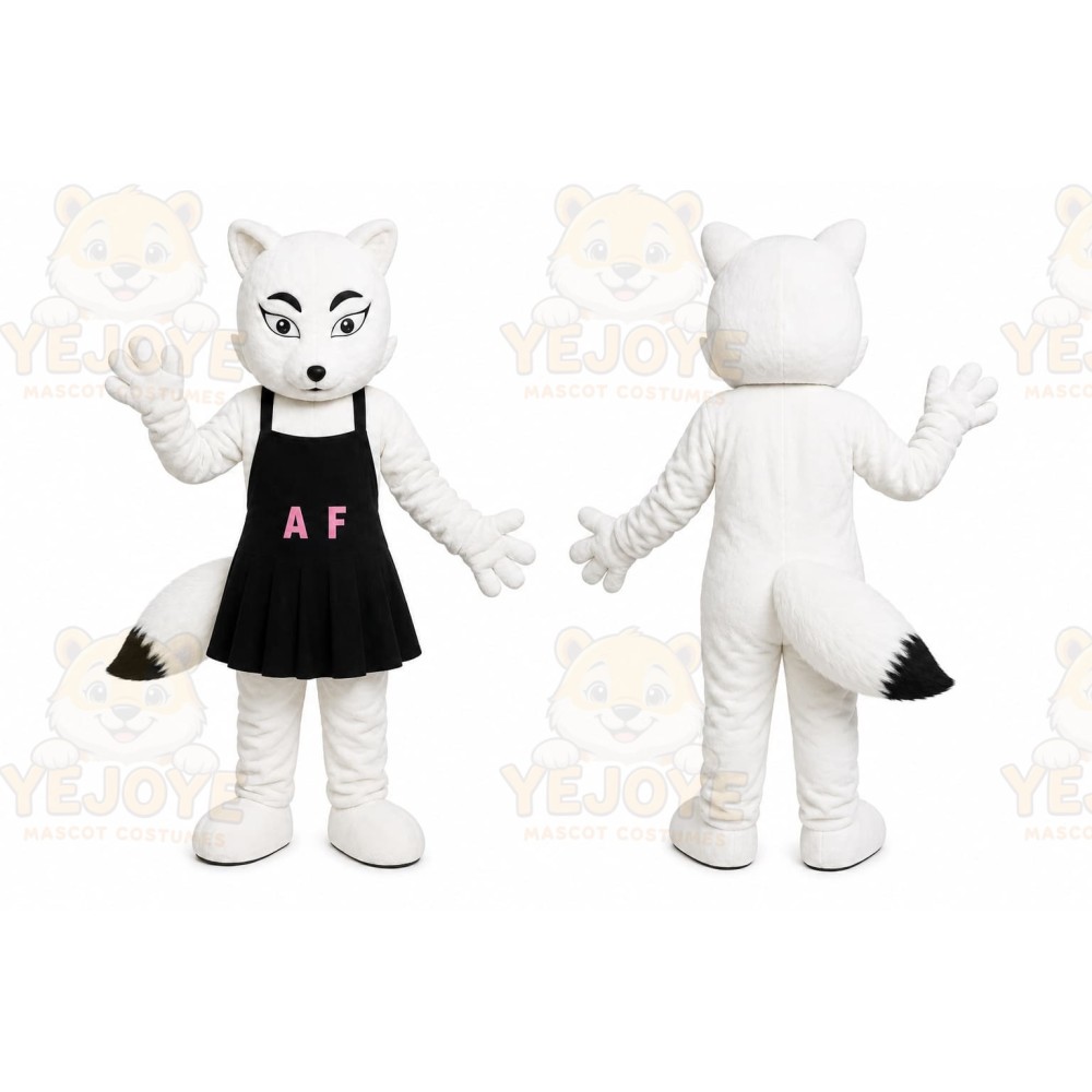 White Fox Cheerleader Mascot Costume
