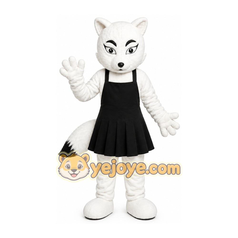 White Fox Cheerleader Mascot Costume White Fox Cheerleader Mascot Costume