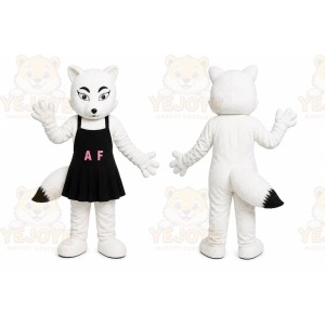 White Fox Cheerleader Mascot Costume