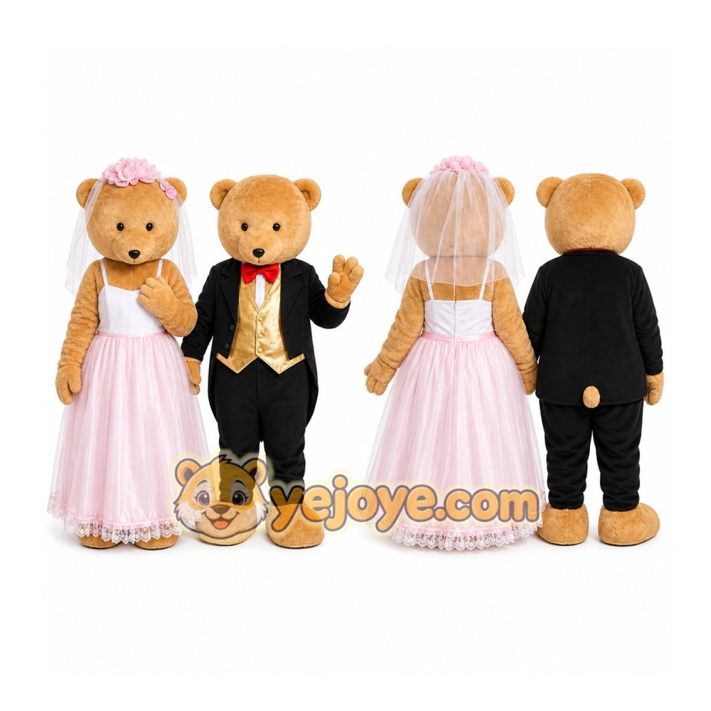 Bride Groom Bear Mascot Costume Bride Groom Bear Mascot Costume