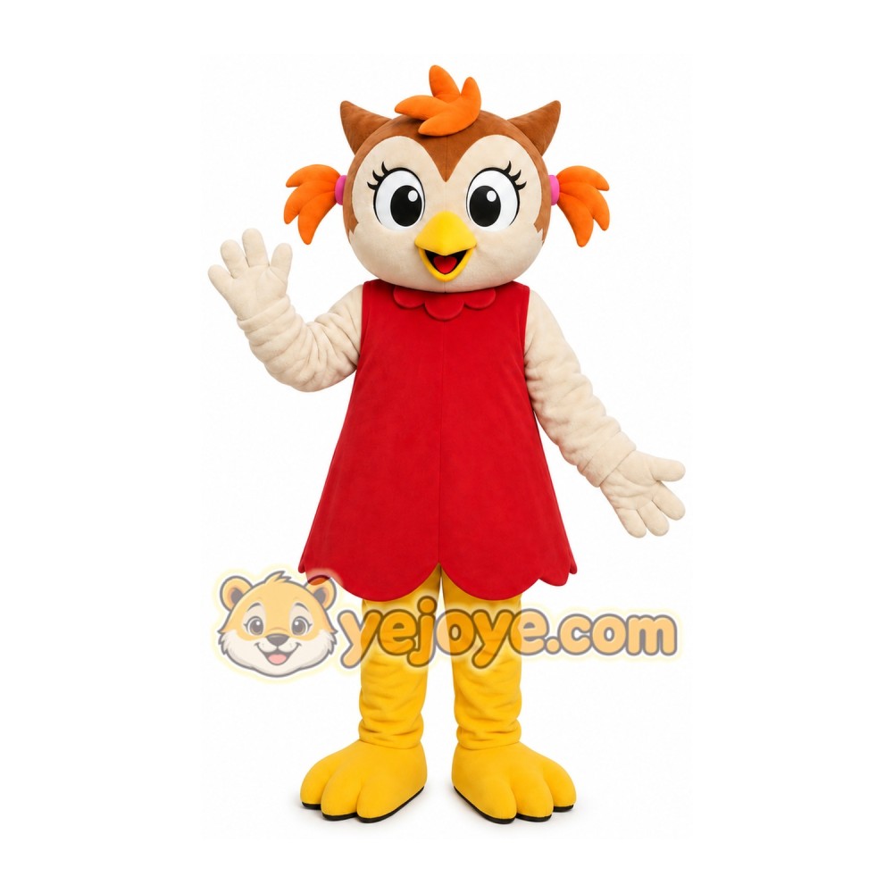 Orange Owl Girl Mascot Costume Orange Owl Girl Mascot Costume