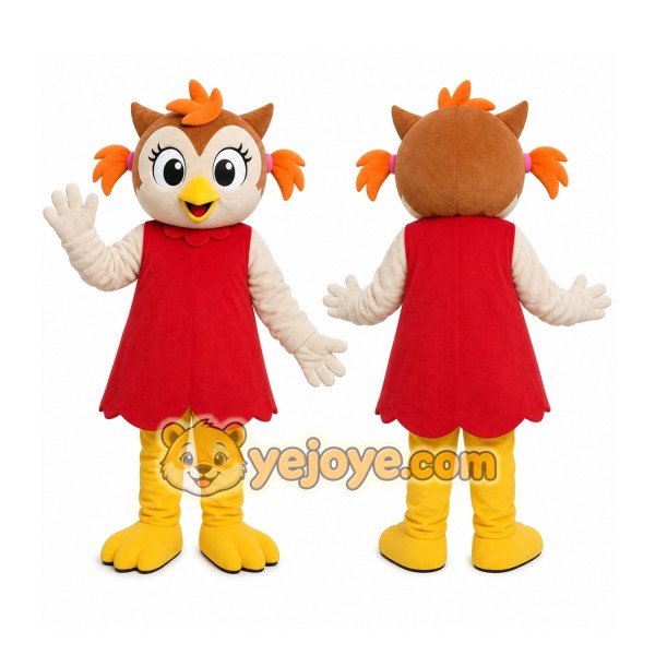 Orange Owl Girl Mascot Costume
