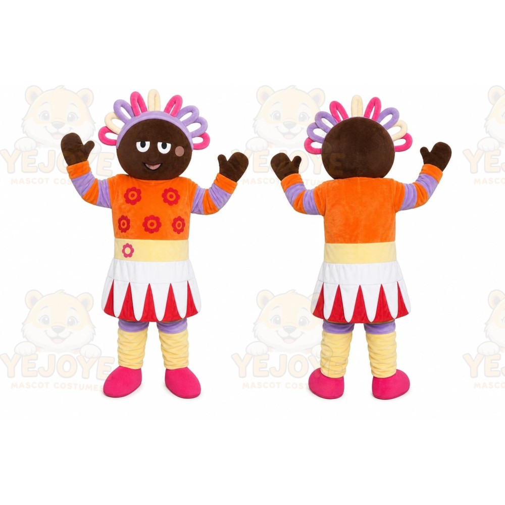 Orange Dress Girl Mascot Costume