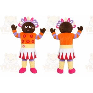 Orange Dress Girl Mascot Costume