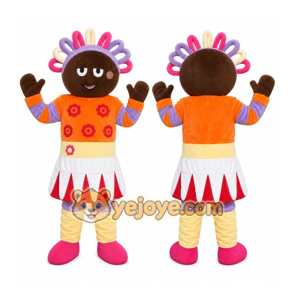 Orange Dress Girl Mascot Costume