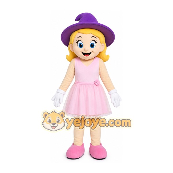 Purple Hat Girl Mascot Costume