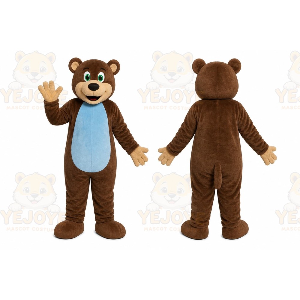 Brown Bear Blue Belly Mascot Costume