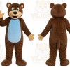 Brown Bear Blue Belly Mascot Costume